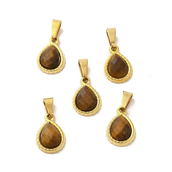 

PandaHall Natural Tiger Eye Faceted Teardrop Charms, with Golden Tone 304 Stainless Steel Snap on Bails, 14x9.5x4mm, Hole: 6x3mm Tiger Eye...