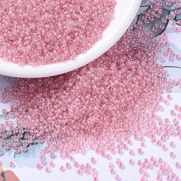 

PandaHall MIYUKI Round Rocailles Beads, Japanese Seed Beads, 11/0, (RR1109) Inside Dyed Rose Pink, 2x1.3mm, Hole: 0.8mm, about 1111pcs/10g...