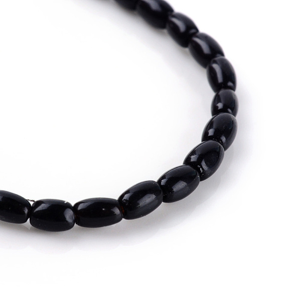 

PandaHall Natural Obsidian Bead Strands, Rice, 8x5~6mm, Hole: 0.8mm, about 50pcs/strand, 15.7 inch Obsidian Rice