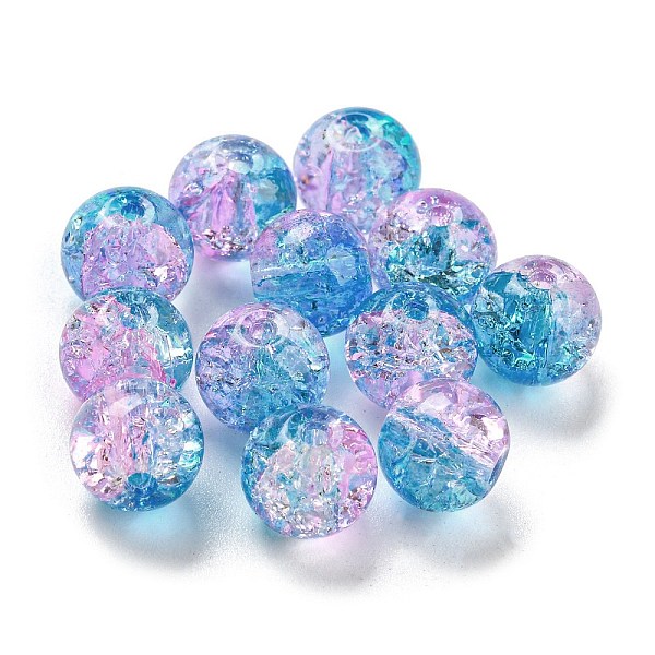 

PandaHall Transparent Spray Painting Crackle Glass Beads, Round, Steel Blue, 8mm, Hole: 1.6mm, 300pcs/bag Glass Round