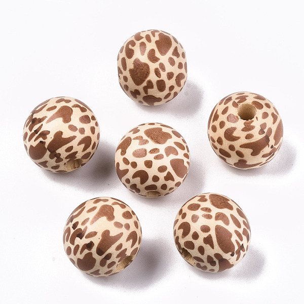 

PandaHall Printed Natural Wooden Beads, Macrame Beads Large Hole, Round with Leopard Print Pattern, Peru, 20x18mm, Hole: 4mm Schima Wood..., Brown
