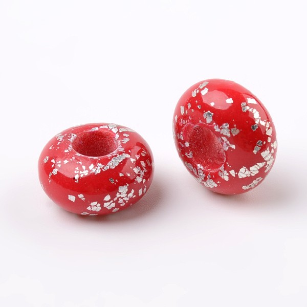 

PandaHall Handmade Polymer Clay Enamel European Beads, Large Hole Rondelle Beads, Red, 14x7.5mm, Hole: 5.5mm Polymer Clay Rondelle Red