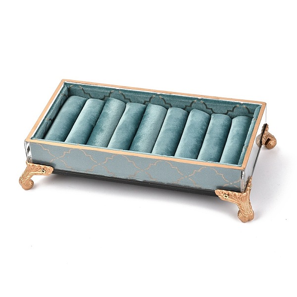 

PandaHall Flannelette & Wooden Rectangle Jewelry Displays Stand, Earring Necklace Ring Jewelry Holder Stand Display, Cadet Blue...
