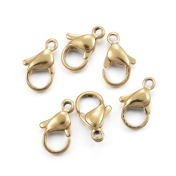 

PandaHall Vacuum Plating 304 Stainless Steel Lobster Claw Clasps, Parrot Trigger Clasps, Real 24K Gold Plated, 12x7x3.5mm, Hole: 1.5mm 304...