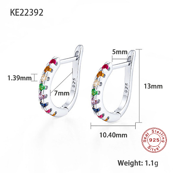 

PandaHall Rhodium Plated 925 Sterling Sliver Micro Pave Colorful Cubic Zirconia Hoop Earrings, with 925 Stamp, Platinum, 13x10.4mm Sterling...