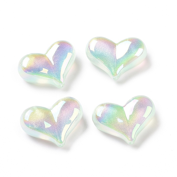 

PandaHall UV Plating Rainbow Iridescent Acrylic Beads, with Glitter Powder, Heart, Light Green, 16.5x22.5x9mm, Hole: 1.6mm Acrylic Heart