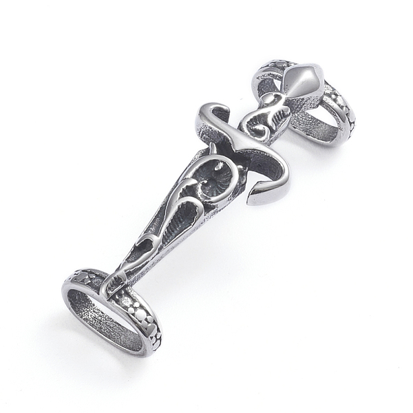 

PandaHall Retro 304 Stainless Steel Slide Charms/Slider Beads, for Leather Cord Bracelets Making, Sword, Antique Silver, 33x11.5x9.5mm, Hole...