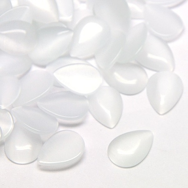 

PandaHall Cat Eye Cabochons, teardrop, White, 5x3x2mm Glass Teardrop White