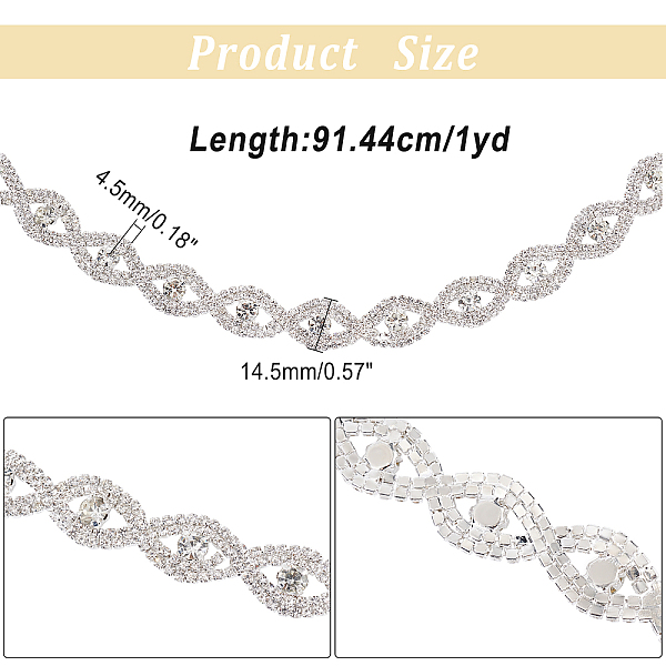 

PandaHall Brass Rhinestone Cup Chains, Horse Eye, Silver, 14.5x4.5mm Brass+Rhinestone Clear