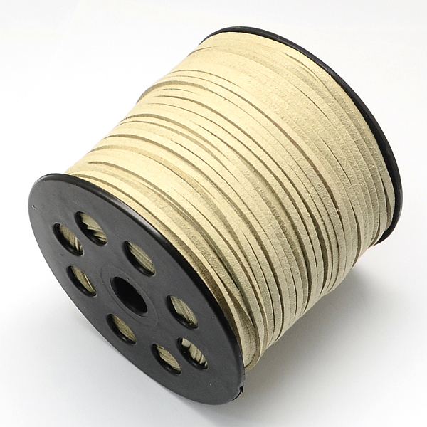 

PandaHall Faux Suede Cord, Faux Suede Lace, Light Goldenrod Yellow, 2.7x1.4mm, about 98.42 yards(90m)/roll Faux Suede Yellow