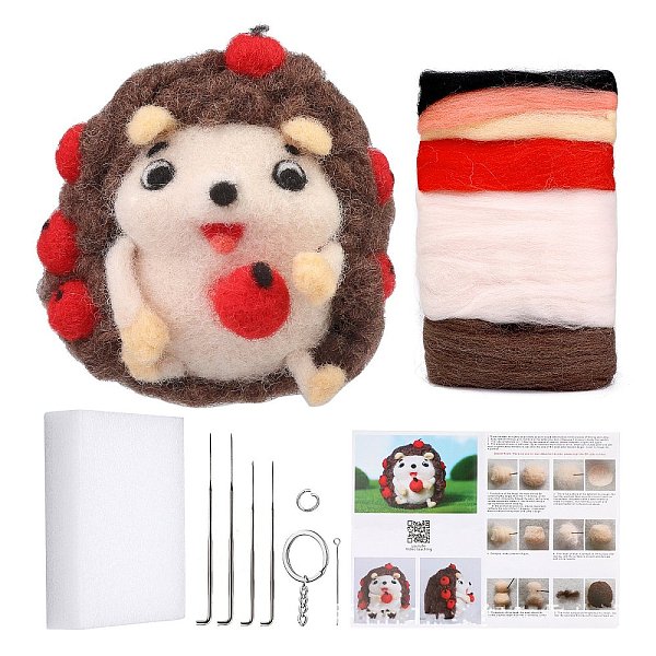 

PandaHall DIY Animals Keychain Needle Felting Kit, for Keychain, Hedgehog, 65x50mm Fibre Hedgehog
