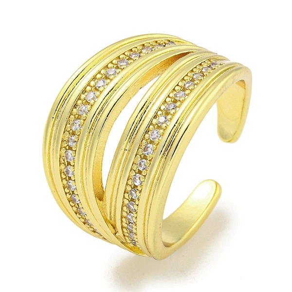 

PandaHall Rack Plating Brass Micro Pave Cubic Zirconia Open Cuff Rings for Women, Long-Lasting Plated, Cadmium Free & Lead Free, Real 18K..., Clear