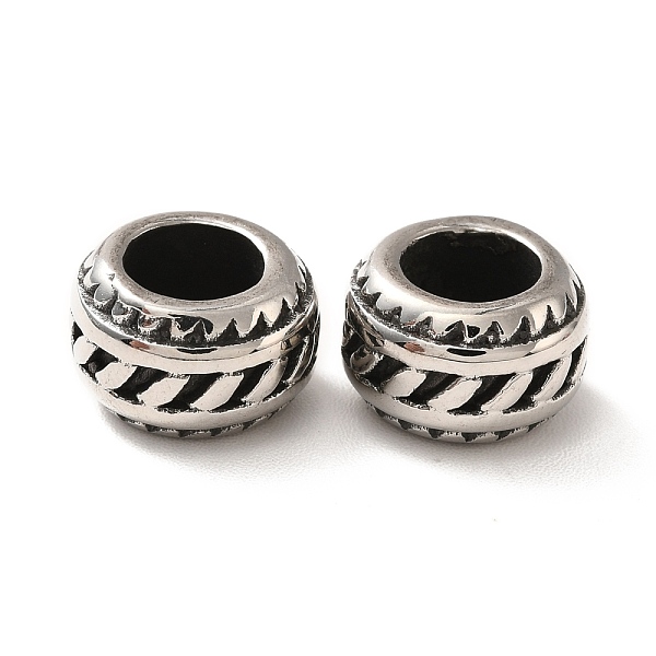 

PandaHall 316 Surgical Stainless Steel European Beads, Large Hole Beads, Rondelle, Antique Silver, 10.5x6.5mm, Hole: 6mm 316 Surgical...