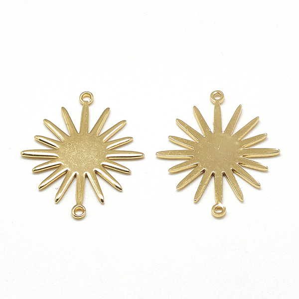 

PandaHall Brass Links connectors, Sun, Real 18K Gold Plated, 27x22x1mm, Hole: 1mm Brass Sun