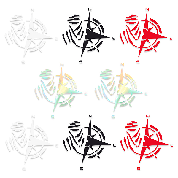 

PandaHall AHANDMAKER 8Pcs Waterproof Car Stickers and Decals, Compass Car Sticker Waterproof Bumper Decals Reflective Sticker Decal Safety..., Multicolor