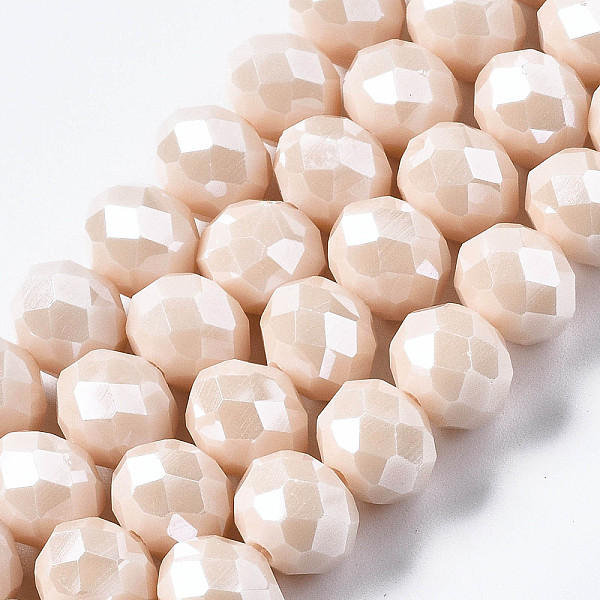 

PandaHall Electroplate Glass Beads Strands, Pearl Luster Plated, Faceted, Rondelle, Navajo White, 6x5mm, Hole: 1mm, about 92~94pcs/strand...