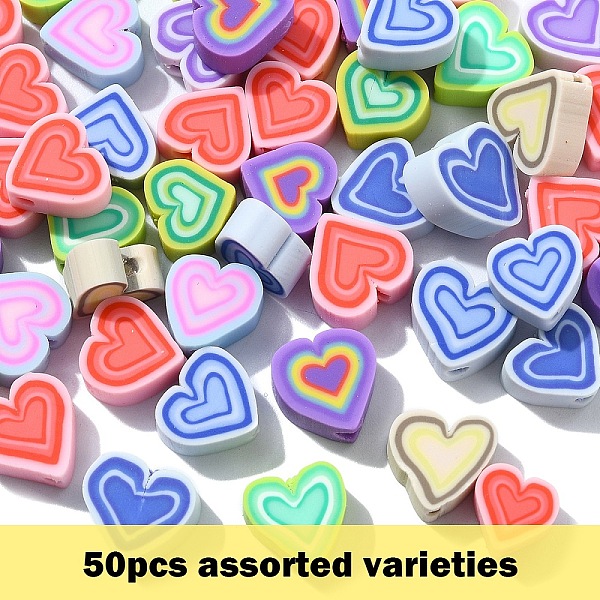 50個の手作りポリマークレイビーズ