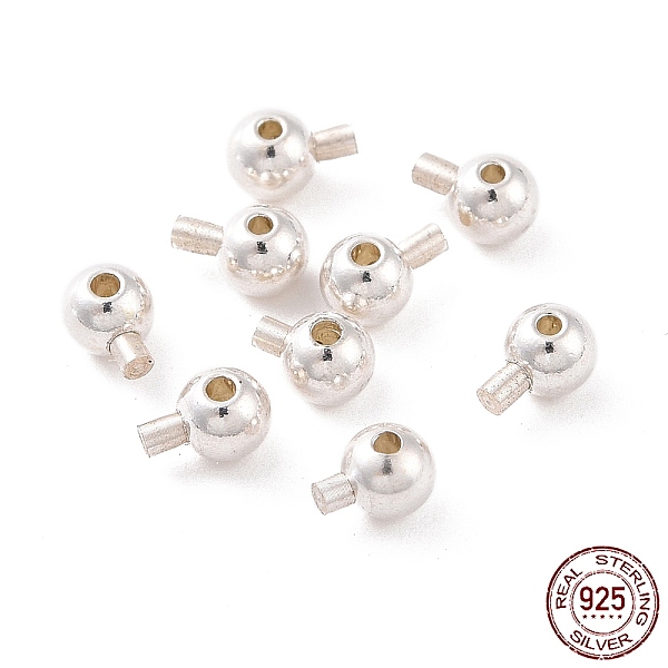 

PandaHall 925 Sterling Silver Stopper Beads, Round, Silver, 4x3mm, Hole: 0.8mm, Pin: 1mm Sterling Silver Round