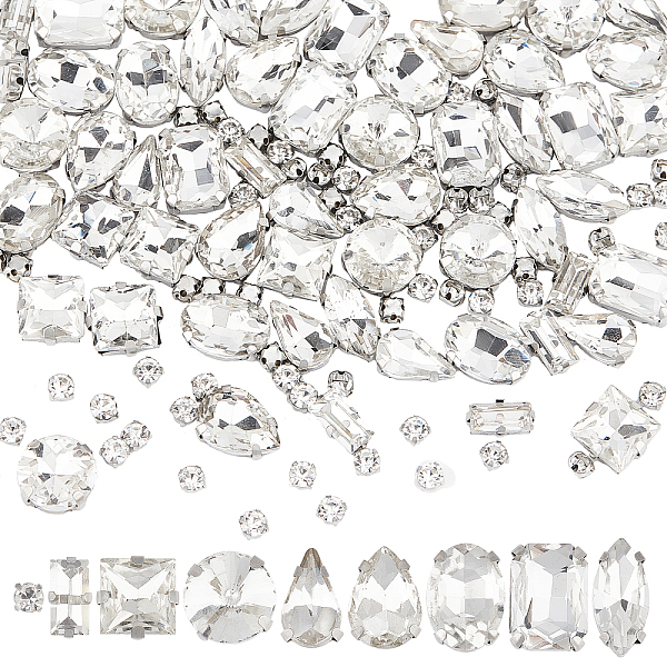 

PandaHall ARRICRAFT 124Pcs 9 Style Sew on Rhinestone, Multi-strand Links, Glass Rhinestone, with Platinum Tone Brass Prong Settings, Mixed..., Clear