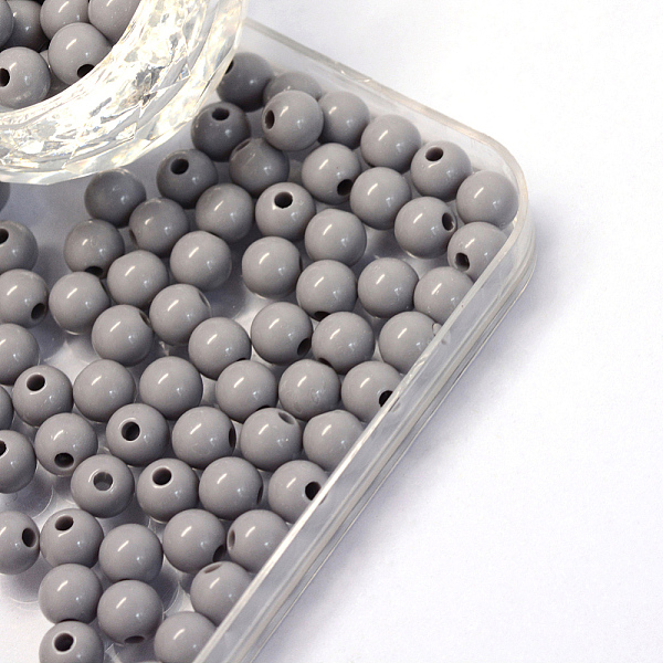 

PandaHall Opaque Acrylic Beads, Round, Gray, 6x5.5mm, Hole: 2mm, about 5100pcs/500g Acrylic Round Gray