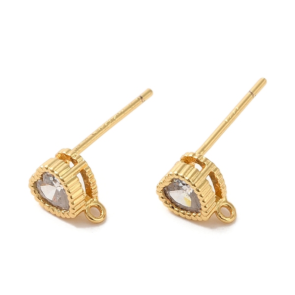 

PandaHall Rack Plating Brass with Cubic Zirconia Heart Stud Earring Findings, Long-Lasting Plated, Cadmium Free & Lead Free, Real 18K Gold..., Clear