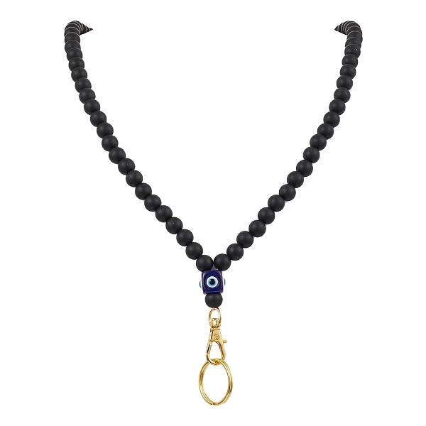 Round Silicone & Resin Evil Eye Beads Name Card Necklace Lanyard