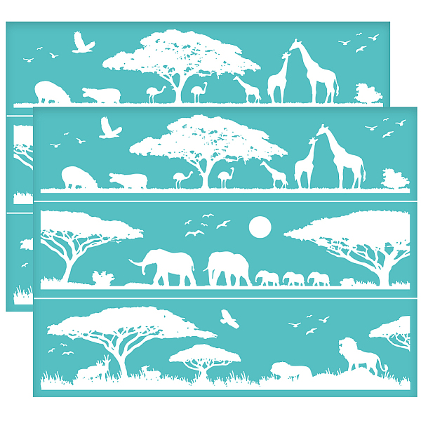 

PandaHall OLYCRAFT 2Pcs Self-Adhesive Silk Screen Printing Stencil Wild Animal Pattern Mesh Transfers Stencil Lion Bird Tree Silk Screen...