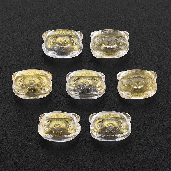 

PandaHall Two Tone Transparent Spray Painted Glass Beads, with Glitter Powder, Bear, Light Goldenrod Yellow, 10x13x8.5mm, Hole: 1mm Glass...