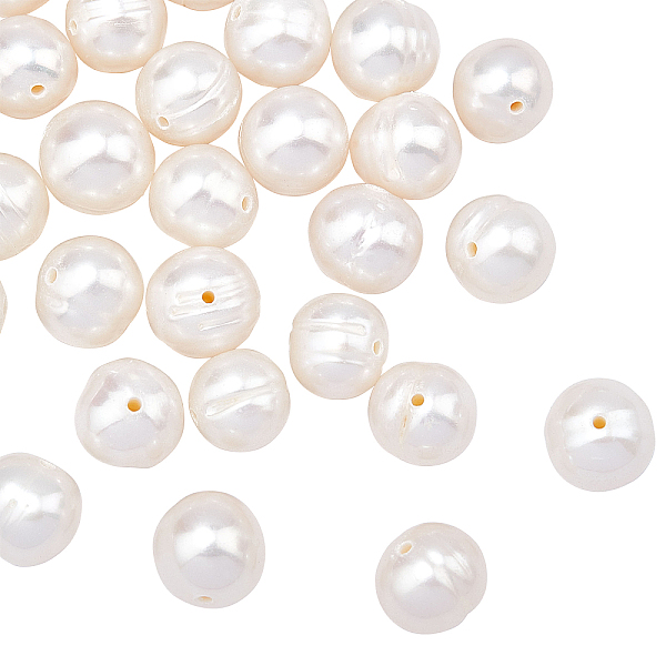 PandaHall Natural Cultured Freshwater Pearl Beads Strands, Round, Antique White, 7~8mm, Hole: 0.8mm, about 46~48pcs/strand, 13.77...