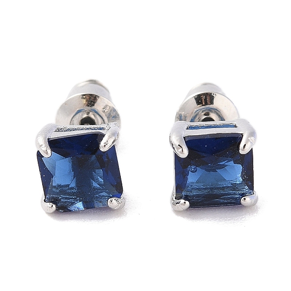 

PandaHall Rack Plating Brass Micro Pave Cubic Zirconia Stud Earrings, Long-lasting Plated, Square, Platinum, Marine Blue, 6.5x6.5mm Cubic...