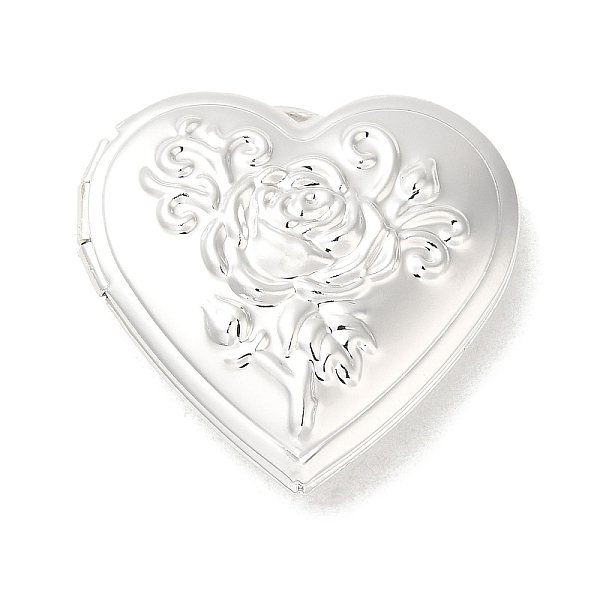 

PandaHall Rack Plating Brass Locket Pendants, Photo Frame Charms for Necklaces, Long-Lasting Plated, Heart with Flower Charm, Silver...