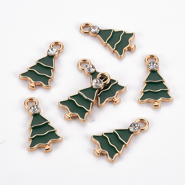 

PandaHall Eco-Friendly Alloy Enamel Pendants, with Rhinestone, Cadmium Free & Lead Free & Nickel Free, Light Gold, Christmas Tree, Green...