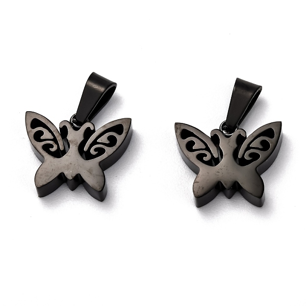 

PandaHall 304 Stainless Steel Pendants, Cut-Out, Hollow, Manual Polishing, Butterfly, Electrophoresis Black, 13x15x3.5mm, Hole: 3x7mm 304...