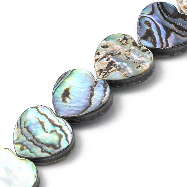 

PandaHall Natural Paua Shell Beads Strands, Heart, 12~13.5x12.5x3mm, Hole: 0.5mm, about 33pcs/strand, 14.96 inch(38cm) Paua Shell Heart
