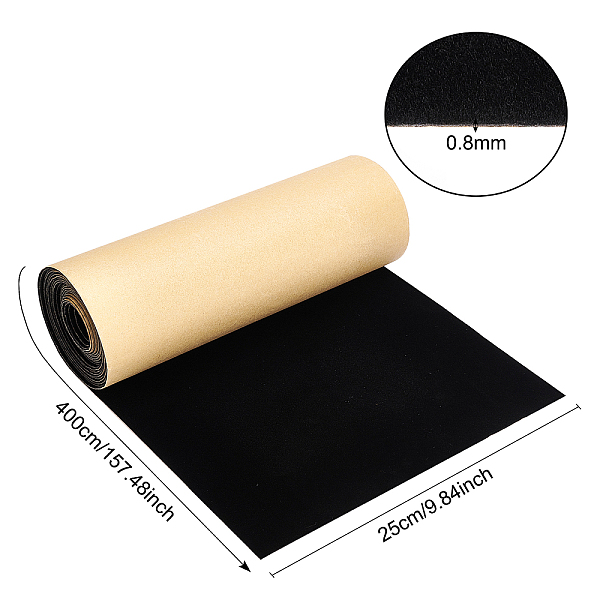 

PandaHall BENECREAT Self Adhesive Velvet Flocking Fabric, for Jewelry Drawer Craft Fabric Peel Stick, Black, 25x0.08cm Velvet Black