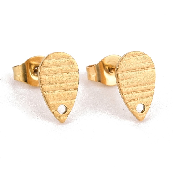 

PandaHall Ion Plating(IP) 304 Stainless Steel Stud Earring Findings, with Hole, Grooved Teardrop, Golden, 10x6mm, Hole: 1mm, Pin: 0.8mm 304...