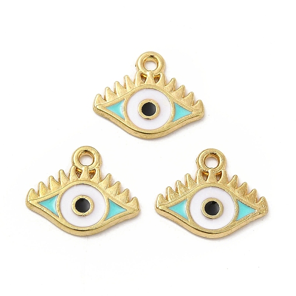 

PandaHall Alloy Enamel Pendants, Eye Charm, Golden, Pale Turquoise, 12.5x15x1.5mm, Hole: 1.4mm Alloy+Enamel Eye