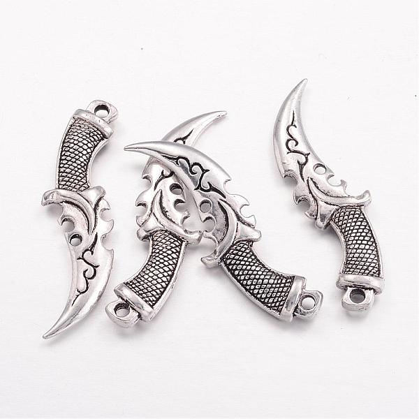 

PandaHall Tibetan Style Alloy Pendants, Dagger, Lead Free & Cadmium Free & Nickel Free, Antique Silver, 50x14x5mm, Hole: 2.5mm Alloy Tool