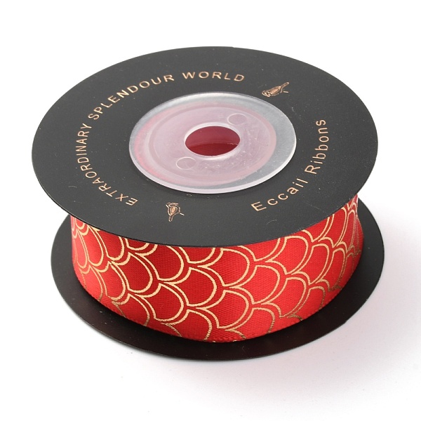 

PandaHall Polyester Ribbons, with Single Face Golden Hot Stamping, for DIY Gift Packing, Flower Packaging, Fan Pattern, 1 inch(25mm), 10...