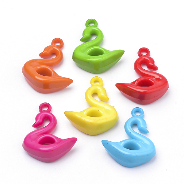 

PandaHall Opaque Acrylic Pendants, Swan, Mixed Color, 32x26x11mm, Hole: 3mm, about 214pcs/500g Acrylic Duck Multicolor