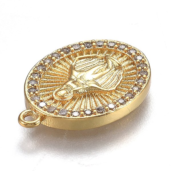 

PandaHall Brass Micro Pave Clear Cubic Zirconia Pendants, Long-Lasting Plated, Flat Oval with Virgin Mary, Real 18K Gold Plated, 18x13x2.2mm...