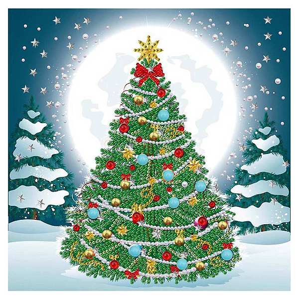 

PandaHall DIY Christmas Tree Square Diamond Painting Kit, Including Resin Rhinestones Bag, Diamond Sticky Pen, Tray Plate and Glue Clay..., Green