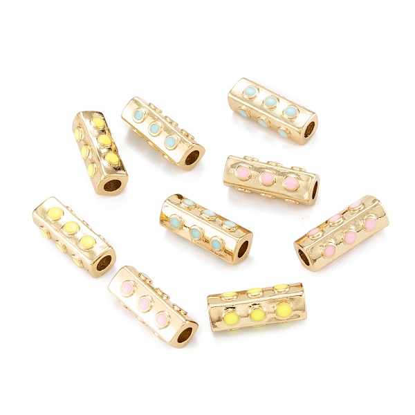 

PandaHall Real 18K Gold Plated Brass Tube Beads, with Enamel, Cuboid, Mixed Color, 17x6.5x6.5mm, Hole: 3.5mm Brass+Enamel Cuboid Multicolor