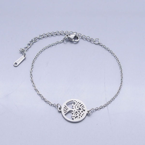 

PandaHall 201 Stainless Steel Link Bracelets, with Lobster Claw Clasps, Tree of Life with Flat Round, Stainless Steel Color, 6-5/8 inch...