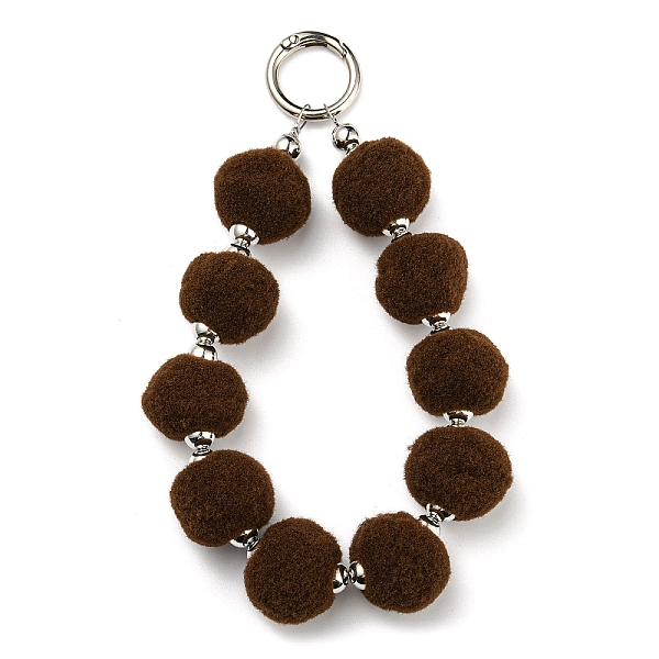 PandaHall Phone Lanyard Universal Plush Ball Wrist Lanyard, with Alloy Findings, for Smartphone Case Bag Car Keys Decoration, Coconut Brown...