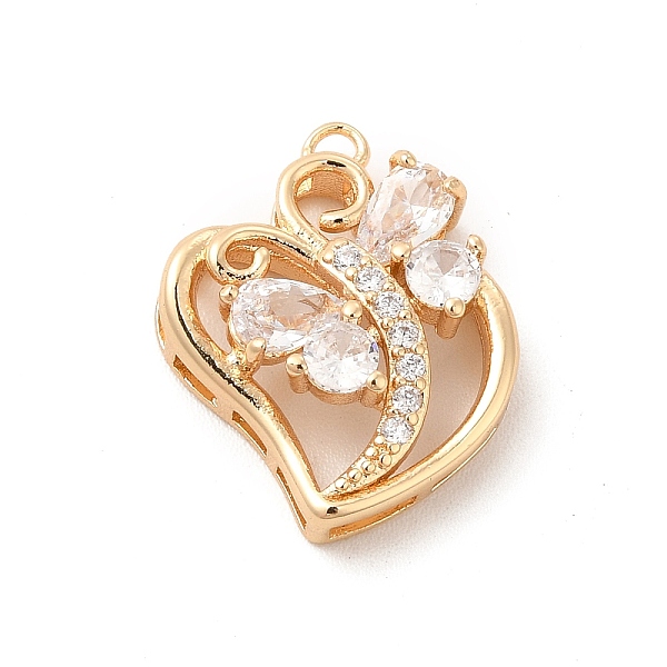 

PandaHall Brass with K9 Glass Pendants, Golden Peach Hearts with Butterfly Charms, Crystal, 18x14.8x5mm, Hole: 1.4mm K9 Glass Butterfly..., Clear
