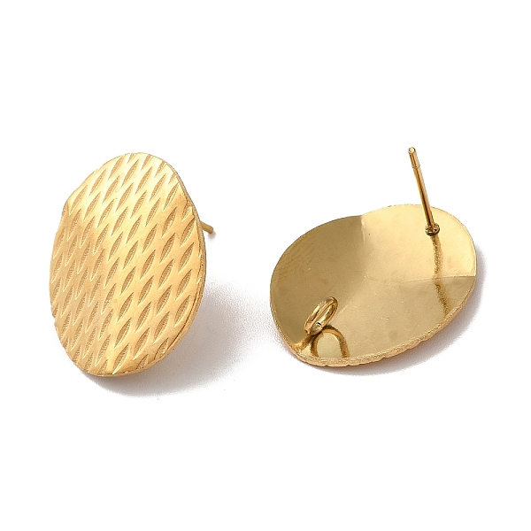 

PandaHall Ion Plating(IP) 304 Stainless Steel Stud Earrings Findings, with Vertical Loop, Textured Oval, Golden, 20x16mm, Hole: 2.5mm, Pin...
