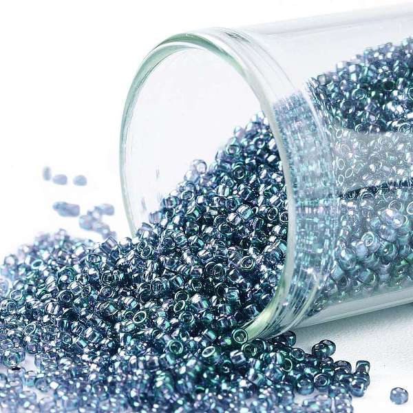

PandaHall TOHO Round Seed Beads, Japanese Seed Beads, (321) Gold Luster Mediterranean Sea, 15/0, 1.5mm, Hole: 0.7mm, about 15000pcs/50g..., Cyan