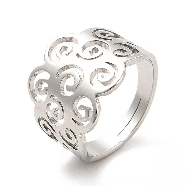 

PandaHall 201 Stainless Steel Cloud Adjustable Ring for Women, Stainless Steel Color, US Size 6(16.5mm) 201 Stainless Steel