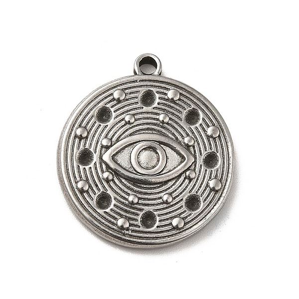 

PandaHall 304 Stainless Steel Pendant Rhinestone Settings, Flat Round with Evil Eye, Stainless Steel Color, Fit for 1.6mm Rhinestone...